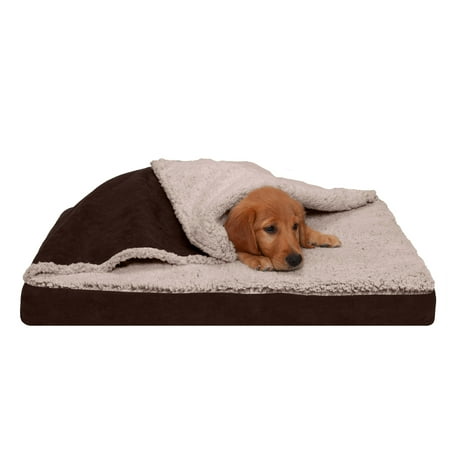UPC: 0842229130089 | FurHaven Pet Products Berber & Suede Blanket-Top Cooling Gel Pet Bed for Dogs & Cats – Espresso Medium