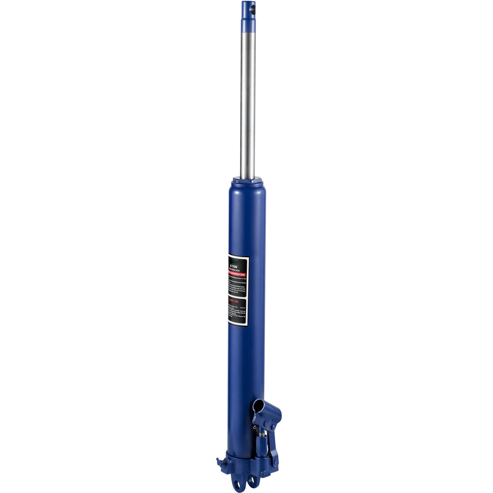 Hydraulic Long Ram Jack, 8 Tons/17363 lbs Capacity, with Single Piston Pump and Clevis Base, Manual Cherry Picker with Handle, for Garage/Shop Cranes, Engine Lift Hoist, Blue