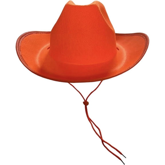 Jiibva Woolen Cowboy Hat for Men Women Handcrafted Western Wide Brim Cloche Durable Cowgirl Outback Hat Hat with Adjustable Strap, Orange