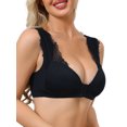 thumbnail image 4 of INSPIRE CHIC Women's Lace Front Closure Push Up Wirefree Bras with Nonadjustable Straps Small Black, 4 of 5