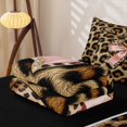 thumbnail image 5 of Homewish Leopard Animal Print Zipper Full Size Comforter Sets with Fitted Sheet and 2 Pillowcases For Women,Pink Girly Bow Zipper Bedding Set For Girls Kids,Black Reversible,4 Pieces, 5 of 7