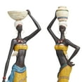 thumbnail image 5 of 32", 33"H Yellow Polystone Handmade African Woman People Sculpture with Water Jugs and Jeweled Details, by DecMode (2 Count), 5 of 10