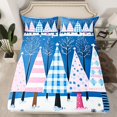 thumbnail image 2 of jejeloiu Cartoon Christmas Tree Queen Sheet Sets,Merry Xmas Flat Sheet,Blue Pink White Queen Fitted Sheet For Girls Boys,Reathable Home Decor,4pcs, 2 of 7