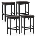 thumbnail image 1 of Gymax 24'' Upholstered Bar Stools Set of 4 Home Kitchen Stools w/ Solid Wood Support Legs Brown & Black, 1 of 10
