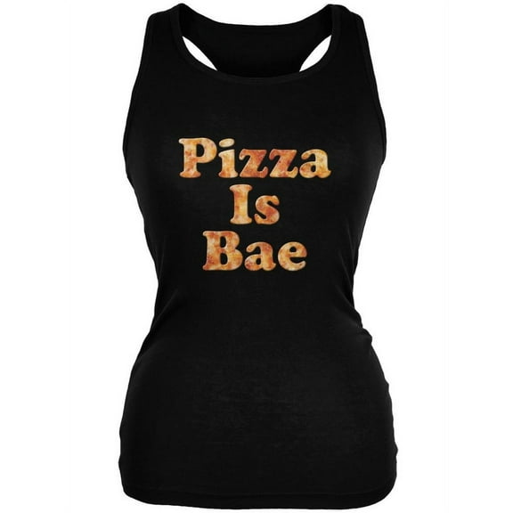Pizza Is Bae Black Juniors Soft Tank Top - Medium