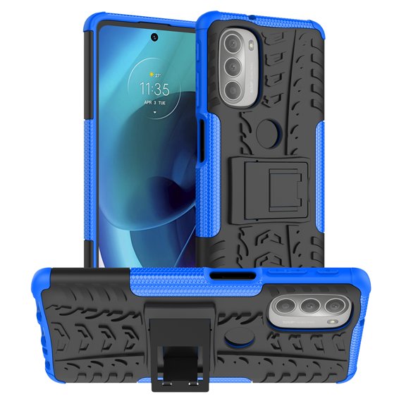 For Motorola Moto G51 5G Tire Texture TPU   PC Phone Case with Holder