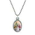 thumbnail image 1 of Christmas Holiday Santa and Animals Finishing Snowman Antiqued Oval Charm Pendant with Chain, 1 of 4