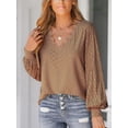 thumbnail image 3 of Cupshe Women's Top Long Puff Sleeve V-Neck Lace Trims Cloth, 3 of 5