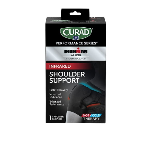 CURAD Série Performance IRONMAN Support d'Épaule Infrarouge, Chaud/froid, Universel, 1 Unité, Alimenté par Celliant, Noir