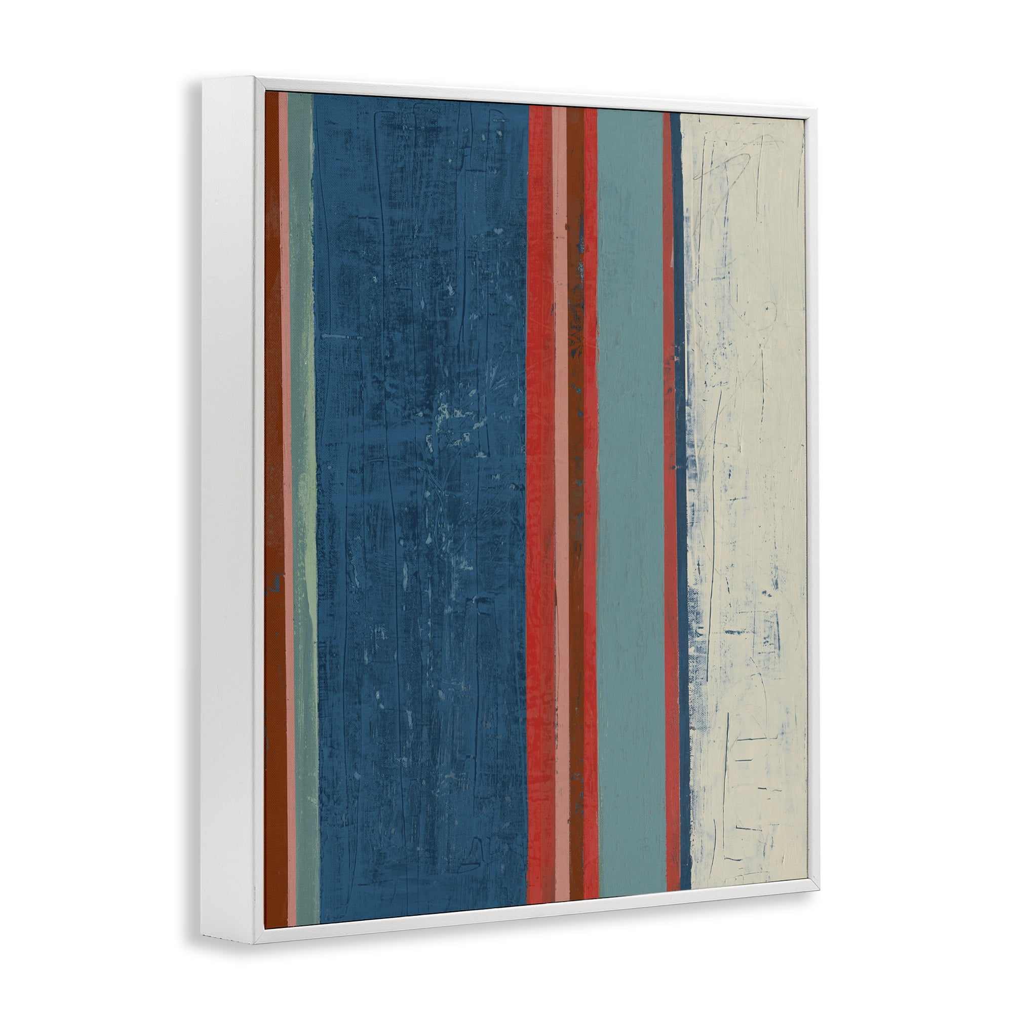 Stupell Industries Farmhouse Rustic Stripes Abstract Painting White Framed Art Print Wall Art, 11 x 14