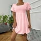 thumbnail image 2 of Vestidos de verano para mujer Vestido largo hasta la rodilla casual de manga corta de color sólido Pompotops ghjkhdj11371, 2 of 7