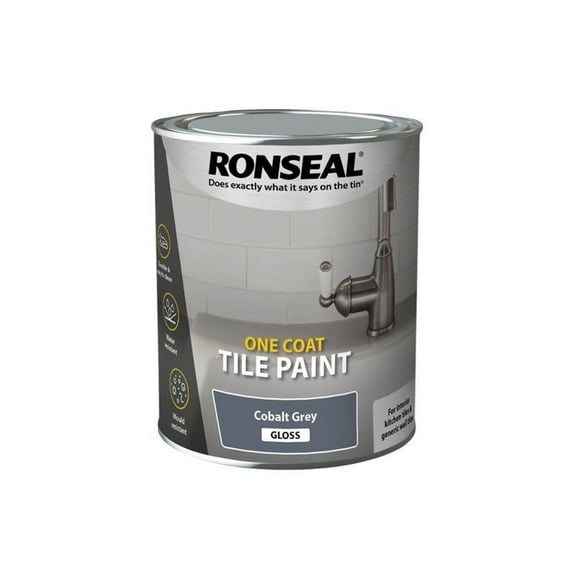 Ronseal - One Coat Tile Paint Cobalt Grey Gloss 750ml