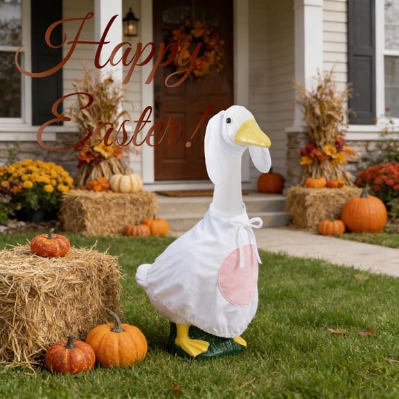 Stijggn Easter Porch Goose Outfits Easter Bunny Girl Outfit, fits 23" H Large Porch Goose for 23" High Cement or Plastic Goose Lawn Goose Outfit, Porch Goose Clothes, Garden Goose Costume