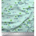 thumbnail image 1 of Soimoi Green Japan Crepe Satin Fabric Tree & Rhinoceros Animal Fabric Prints By Yard 42 Inch Wide, 1 of 3