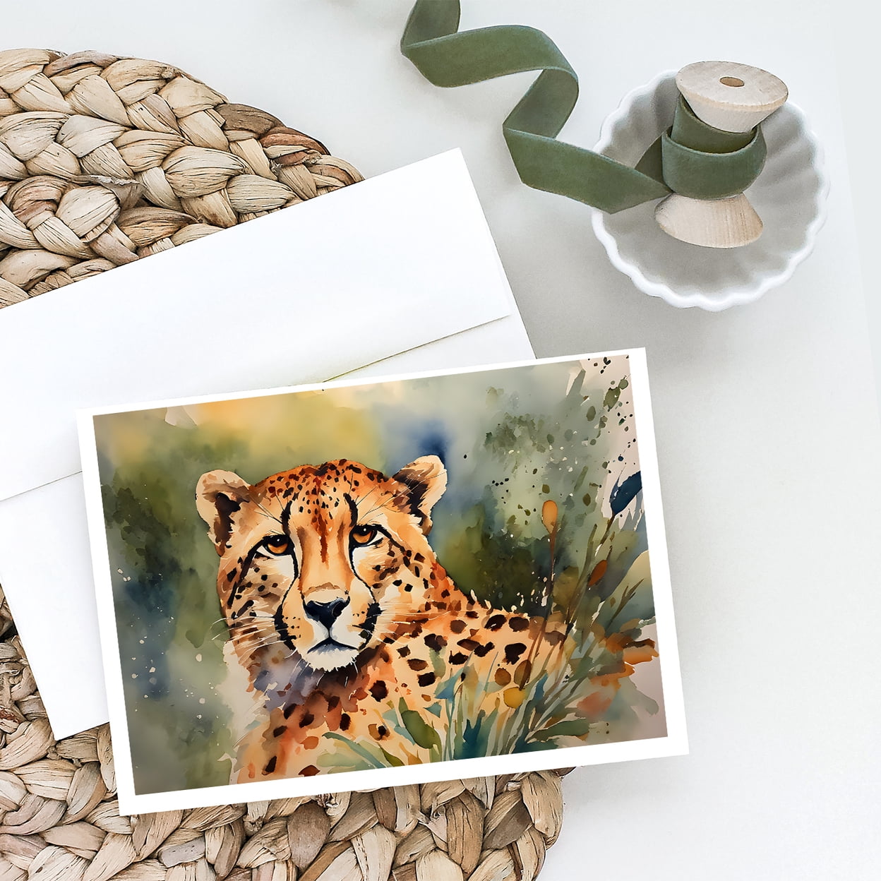Carolines Treasures DAC2887GCA7P 5 x 7 x 0.01 in. Cheetah Greeting Cards - Pack of 8