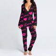 thumbnail image 3 of Lindreshi Sweatpants Women Clearance Women Print Long Sleeve Button Flap Nightwear Jumpsuit Bodysuit Playsuit Romper, 3 of 7