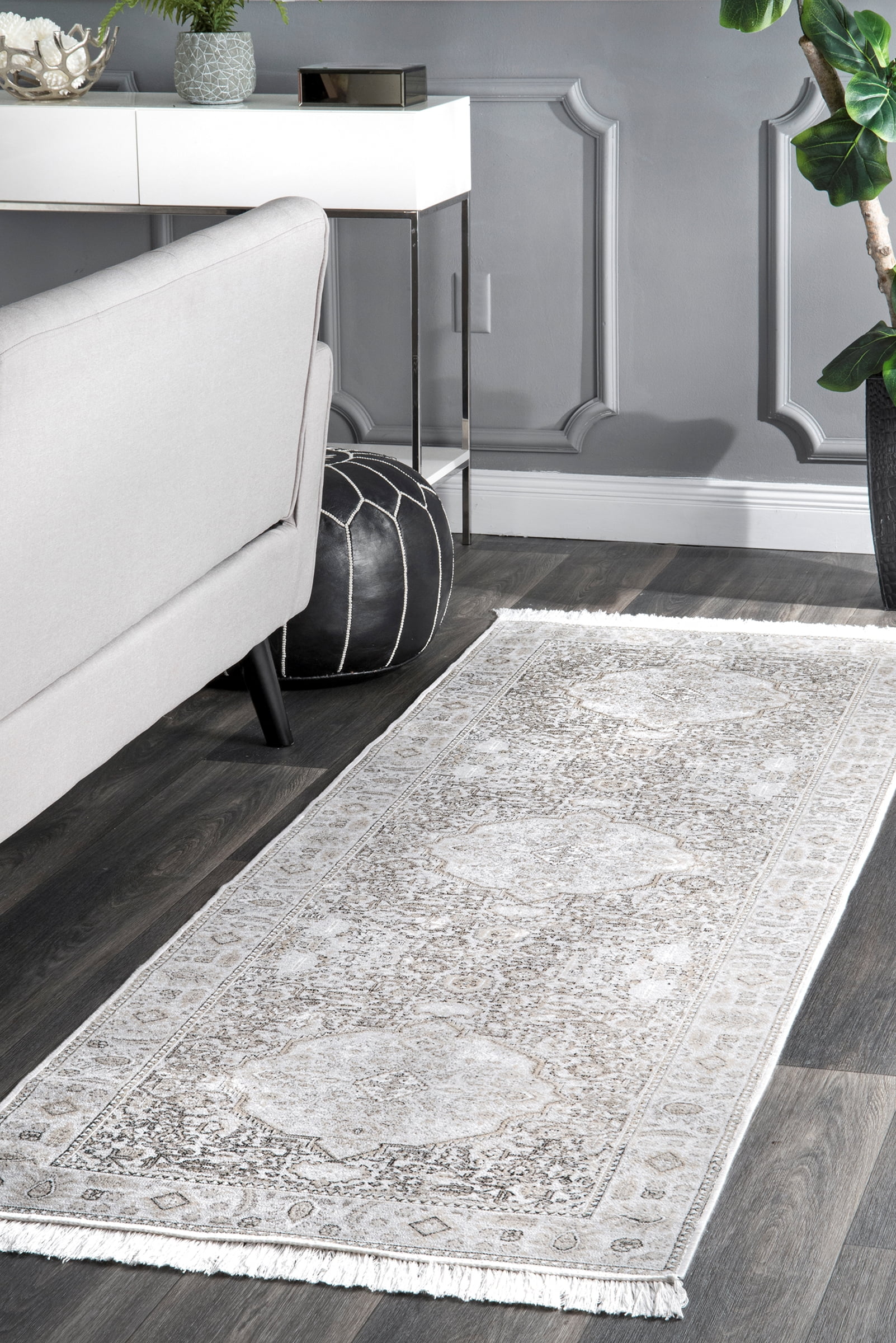 nuLOOM Vintage Medallion Amerie Fringe Rug Area Rug or Runner