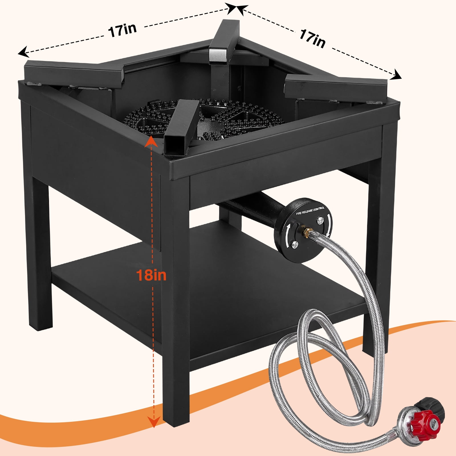 SIXDAY 260,000 BTU Propane Burner Stove, Heavy Duty Gas Camping Stove with 0-20 PSI Regulator & Steel-Braided Hose for Turkey Frying and Brewing