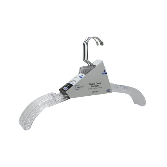 Mainstays Swivel Neck Crystal Clear Plastic Dress Hanger, Adult, 4 Count