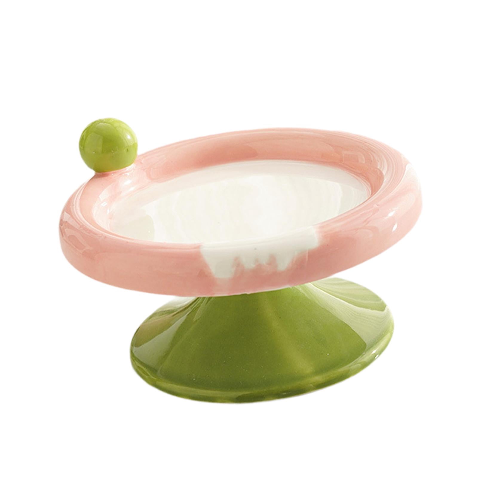 Serenable Ceramic Raised Cat Bowl Elevated Food Water Bowl small red green