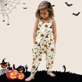 thumbnail image 2 of Toddler Girl Jumpsuit 3T Sleeveless Halloween Pumpkin Print Casual Spaghetti Strap Loose Romper Long Pants with Pockets Toddler Girls Clothing Z0G-Beige, 5-6 Years, 2 of 5