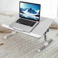 thumbnail image 6 of FOMIYES White Folding Bed Table for Laptop Adjustable Height Alloy Bed Desk Stand, 6 of 8