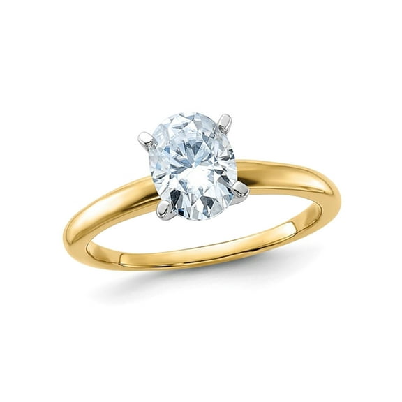 1 1/3 Carat (Ctw Color G-H-I) Synthetic Oval Moissanite Solitaire Engagement Ring in 14K Yellow Gold for Women