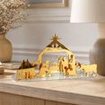 thumbnail image 4 of Lilixerw Gold Nativity Scene Figurine, Acrylic Mirror Tabletop Stable Decor on Clear Base, Compact Tabletop Manger Scene for Christmas Mantel Home Decorations, 4 of 7
