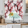 thumbnail image 3 of Swag Valance Curtains for Windows, Red Plum Light Filtering Kitchen Curtains with Rod Pocket, Nature Flowers Branches Chinese Painting Window Treatment Valances for Living Room, 28x36 - 2 PCS, 3 of 9