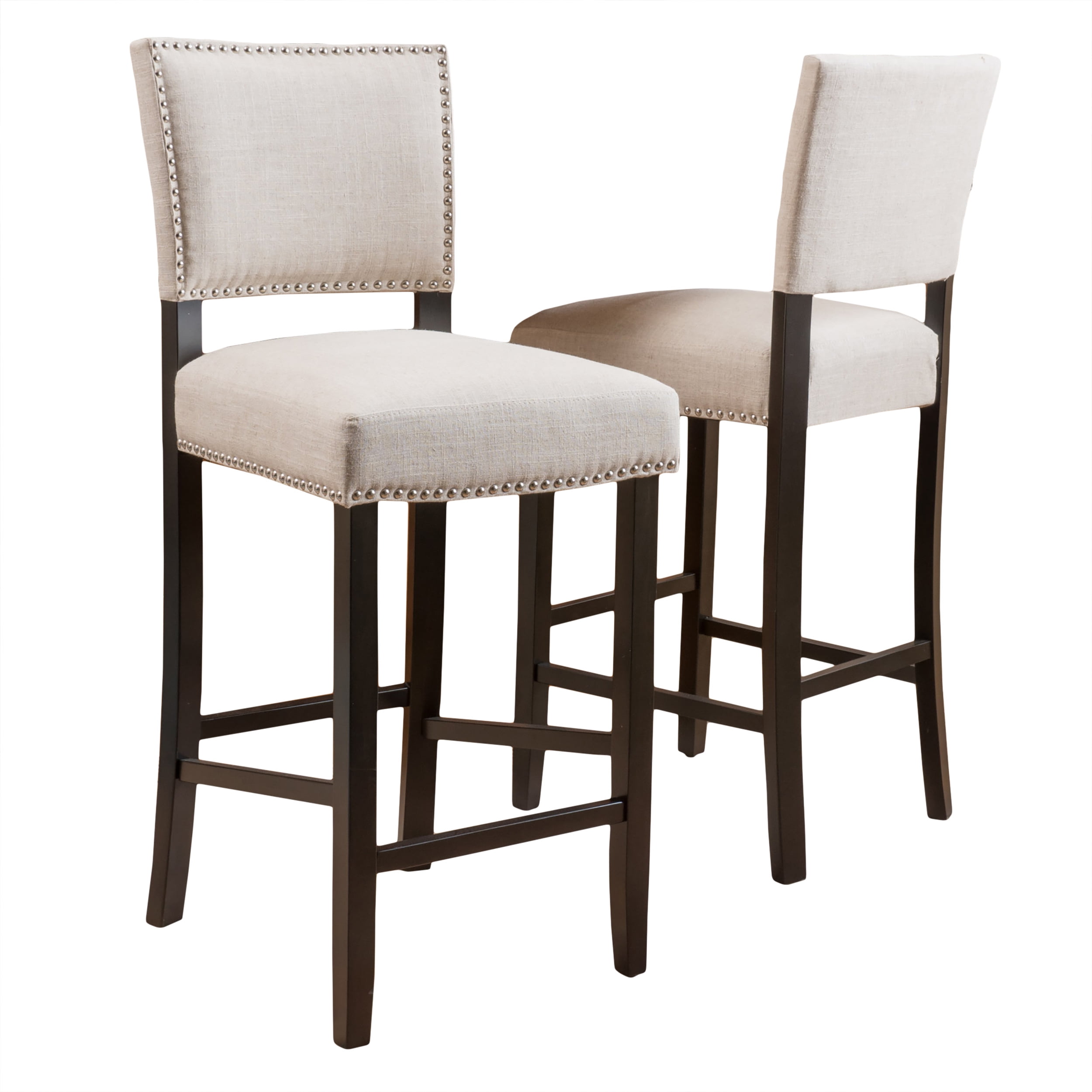 Noble House Mayberry Dark Beige Linen Bar Stool