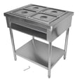 thumbnail image 4 of GELUOXI 4-Pan Commercial Food Warmer, 4 x 1/2 Pans Electric Steam Table, 1500W Professional Buffet Catering Food Warmer with Shield Undershelf Wheels, Stainless Steel Server for Party Restaurant, 4 of 9