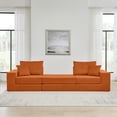 thumbnail image 6 of Modular Cloud Sectional Couch, Modern Upholstered L-Shaped Sofa with Removable Ottoman, Deep Seat Sleeper Couch with Throw Pillows for Living Room, Apartment, Small Space (Orange), 6 of 9