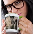 thumbnail image 2 of 3drose, a White Hill with Green Trees in Yellowstone National Park, 15oz Two-tone Green Mug, 2 of 6