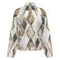 thumbnail image 5 of Jackets for Women Winter Coat Jackets Flannel Stand Collar Jacket(Geometric Beige Pattern Design Tiles,Size:S-4XL), 5 of 7