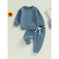 thumbnail image 2 of Bagilaanoe 2PCS Toddler Baby Girl Boy Long Pants Set Long Sleeve Sweatshirt Pullover Tops + Drawstring Sweatpants 6M 12M 18M 24M 3T Kids Casual Sweatsuits, 2 of 8