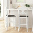 thumbnail image 3 of Merrick Lane Set of Two Solid Wood Modern Farmhouse Bar Height Dining Stool in Antique White Wash Finish, 3 of 13