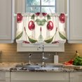 thumbnail image 2 of Yayeee Kitchen Curtains Tier Pair Light Filtering 27"x24" Rod Pocket Short Cafe Window Panel, Cute Cherry, 2 of 7