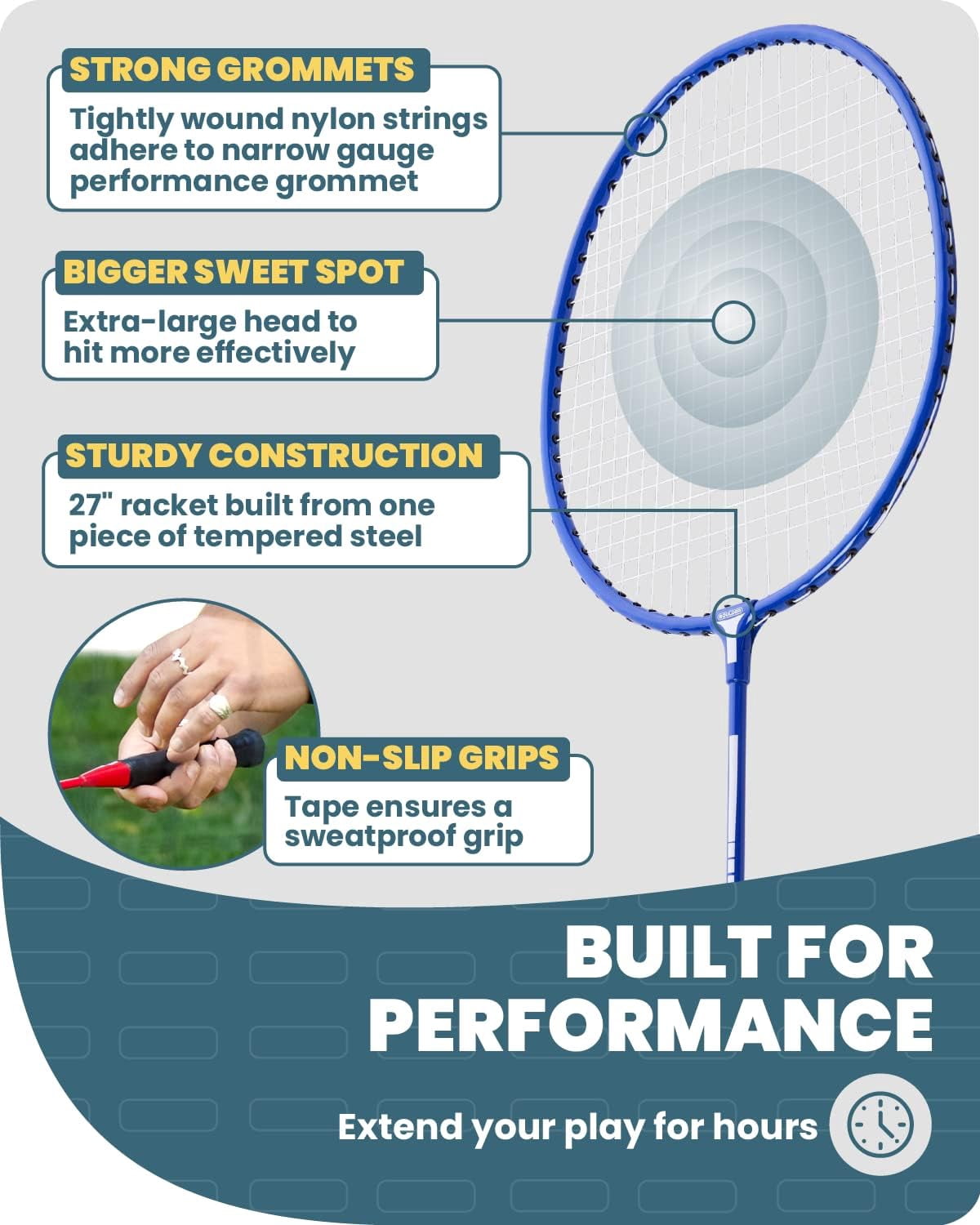 Boulder Sports Badminton Rackets - Lightweight Badminton Racket Set with 3 Shuttlecocks and Racquet Case - Badminton Set for Backyard or Outdoor Games