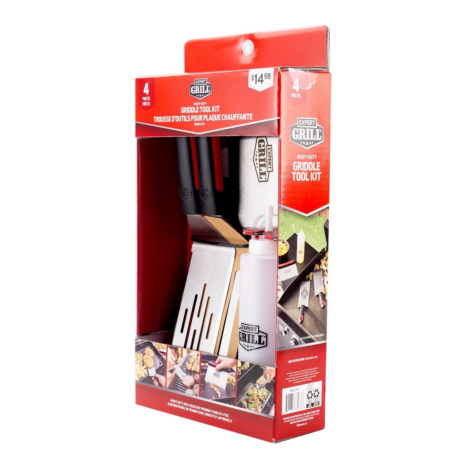 Expert Grill Grilling Accessories BBQ Grill Tools Set, 4 Pieces Stainless Steel Grill Kit