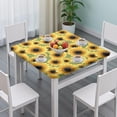 thumbnail image 3 of Green Sunflower Pattern Square Fitted Tablecloth with Elastic Edge,Square Table Cover,Washable Elastic Table Cover for Home Kitchen Party Decor 34"x34", 3 of 6