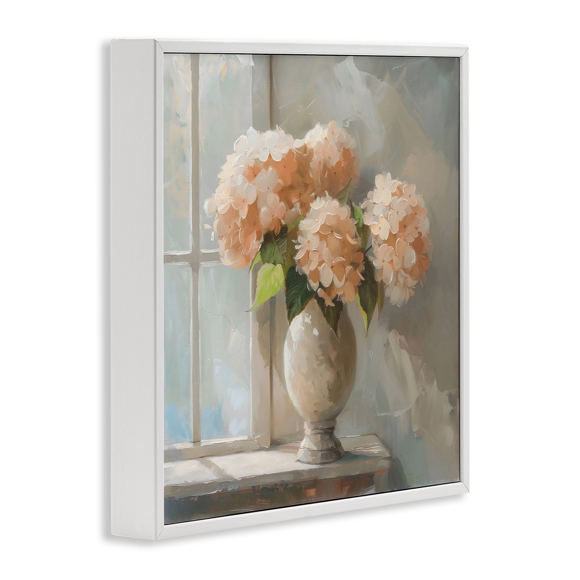 Stupell Industries Pink Hydrangea in Sunlit Vase White Framed Giclee Art, design by Creative Studio