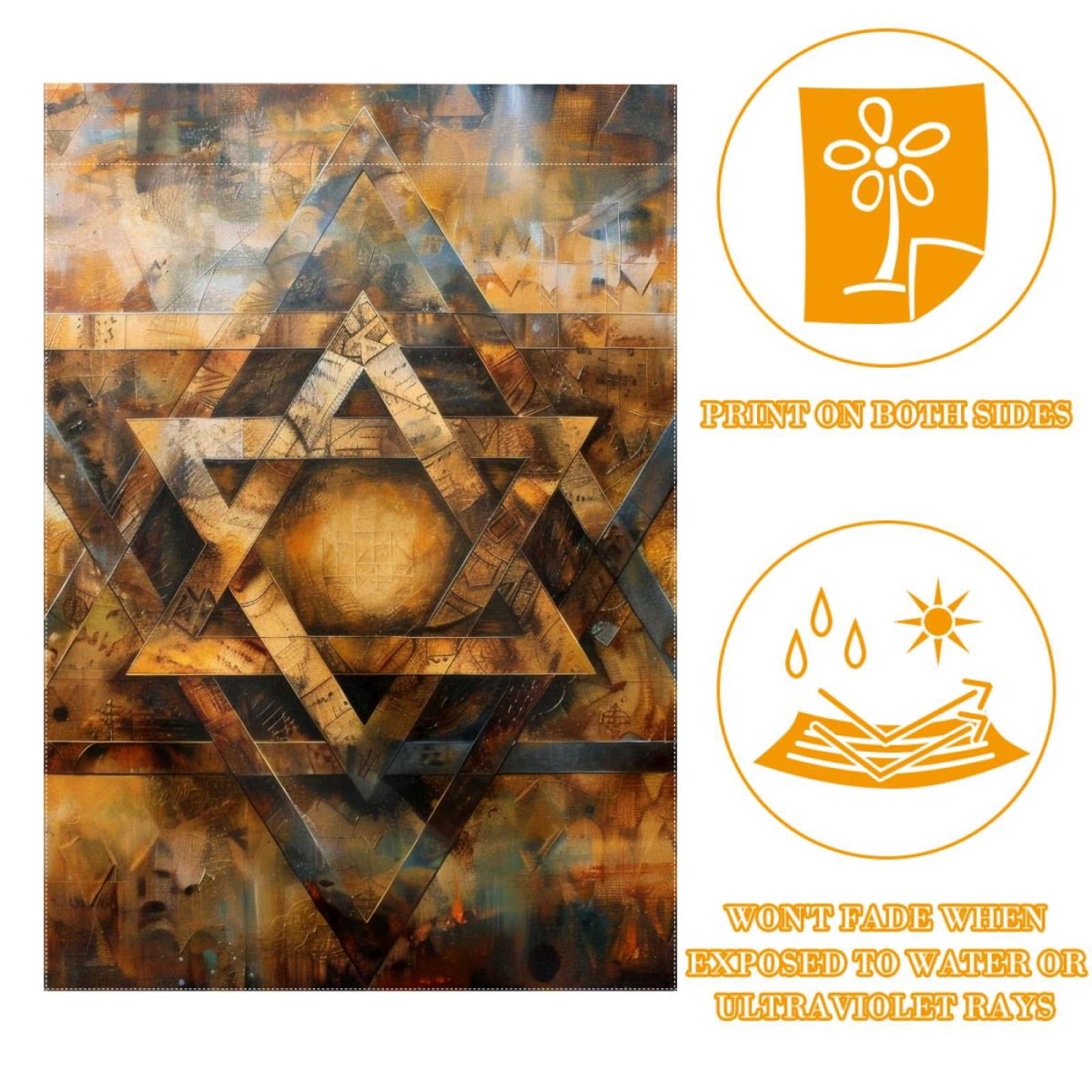 Welcome Star of David Art Vintage Retro Pattern Garden Flag, Vertical Double Sided Small House Flag, Yard Farmhouse Outdoor Deck Veranda Lawn Decor 28x40 Inch
