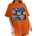 thumbnail image 1 of Faldas Cortas para Mujeres, Impresión de Flores Casual Oversized Camiseta de Manga Corta Top Hecho de 95% Poliéster 5% Spandex para Primavera Verano, Falda Corta de Verano, 1 of 7