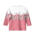 thumbnail image 4 of Xyxonk Girls Retro Floral Printed 3/4 Sleeve Shirt Girls Tops T Shirts Crew Neck Knit Size 10-12 Cute Kids Tween Girls Clothes Trendy Fall Outfits Pink 150, 4 of 4