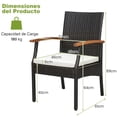 thumbnail image 3 of Set de 2 Sillas de Mimbre Costway con Reposabrazos Cojín para Patio Ratán PE Exterior Marco Metal, 3 of 8