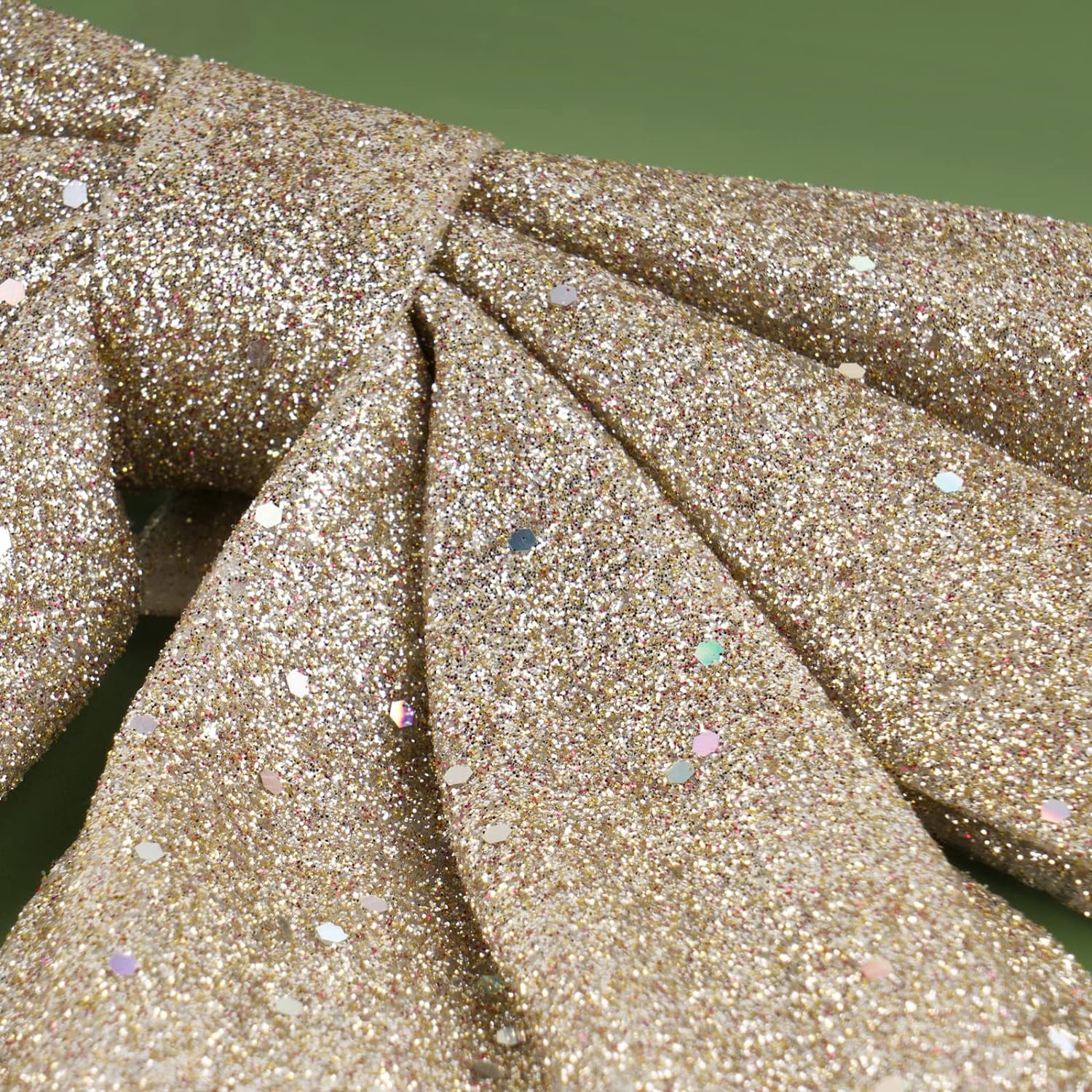 LINLIN Large Gold Glitter Bows for Christmas Tree Decoration- 5PCS Christmas Decorative Bows Christmas Tree Bow Christmas Bows Decorative Xmas Decor Wreath Ornament