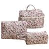 3Pcs Floral Makeup Bag Cotton Quilted Cosmetic Bag Toiletry Bag For Women Decor Bag (Red)