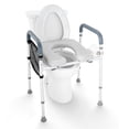 thumbnail image 4 of VEVOR Raised Toilet Seat, 7-Position Height Adjustment 19.3" - 25.2", 350lbs Weight Capacity, with Comfort Padded Aluminum Frame, Universal Toilet Seat Riser, 4 of 9