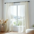 thumbnail image 7 of ZOPZO Sheer Voile Curtains for Bedroom, Beige, 52W x 84L Inch, Semi Transparent Rod Pocket Window Panels, Set of 2 Drapes, 7 of 7