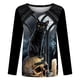 thumbnail image 4 of Camisas Para Mujer Camisetas de Gran Tamaño Manga Larga Clásico Cosplay Novedad Impreso Tops Cómoda Blusa de Cuello Redondo Odeerbi ODB133612, 4 of 5